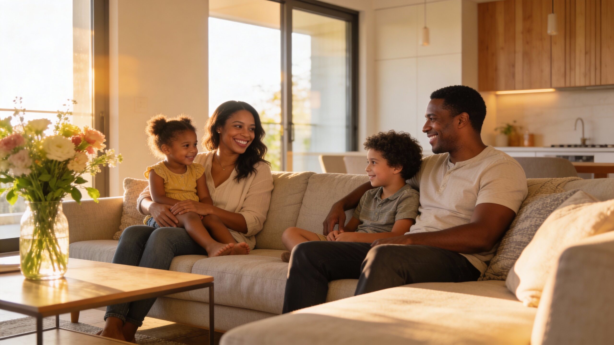 Diverse family supporting each other across generations